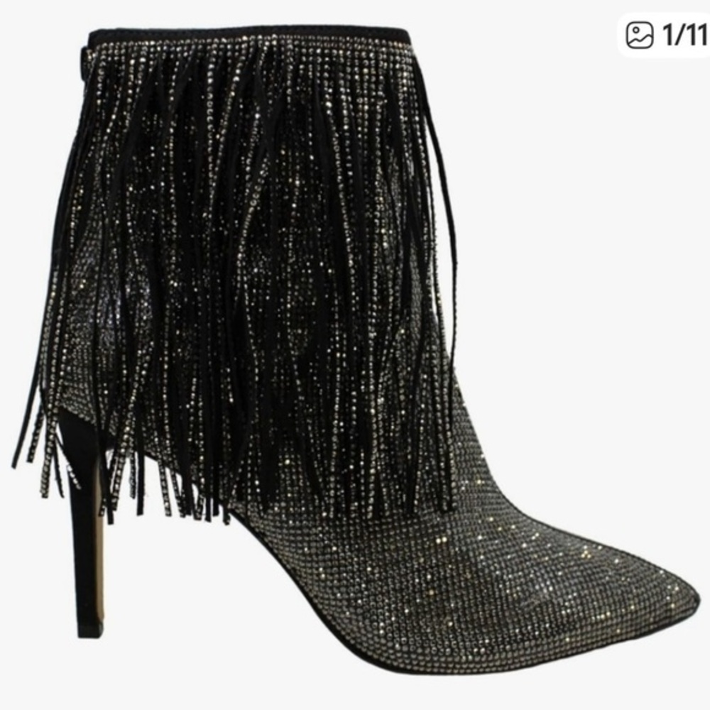 ANDIAMO Afringe
Rhinestone Fringe
Sparkle Heeled stiletto Booties